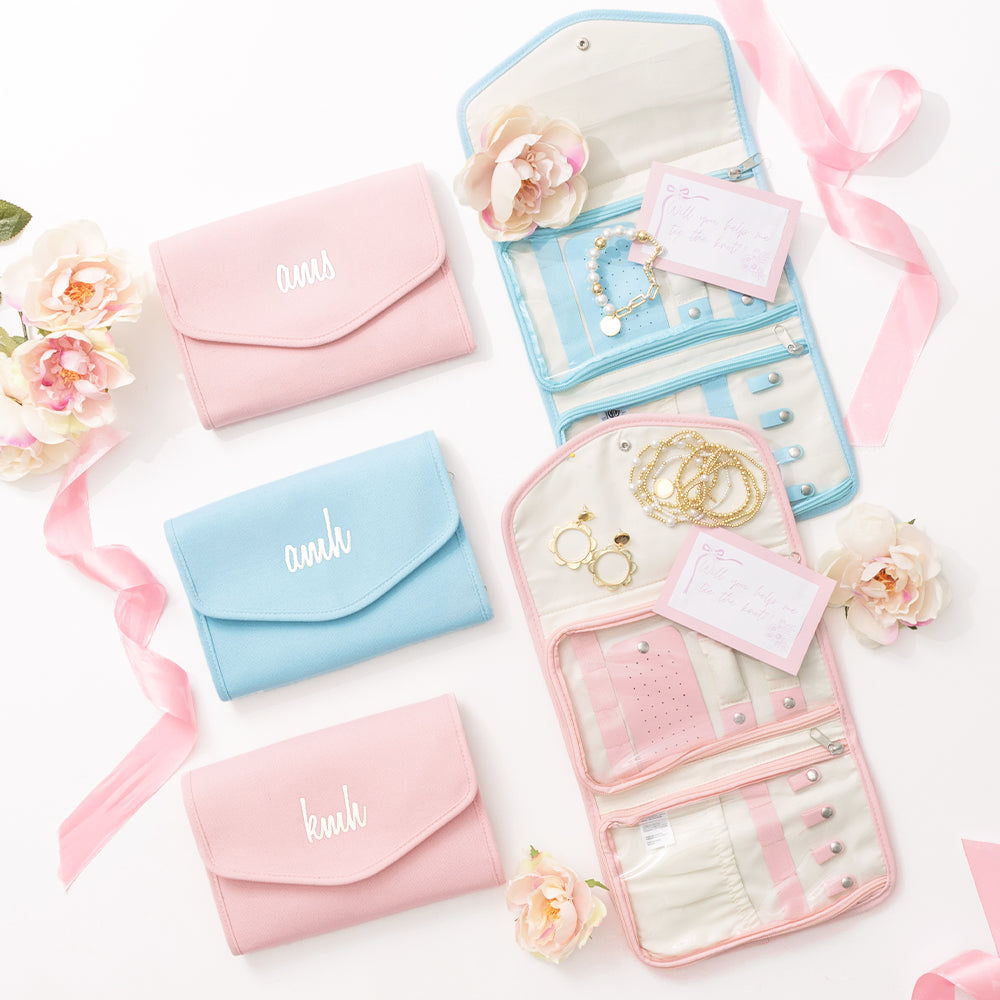 open and close monogrammed travel jewelry organizers bridesmaid gifts