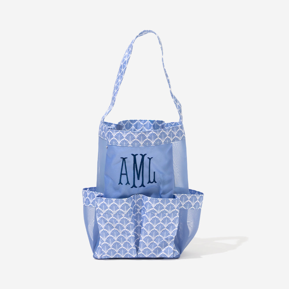 Monogrammed Caddy in Blue Shells