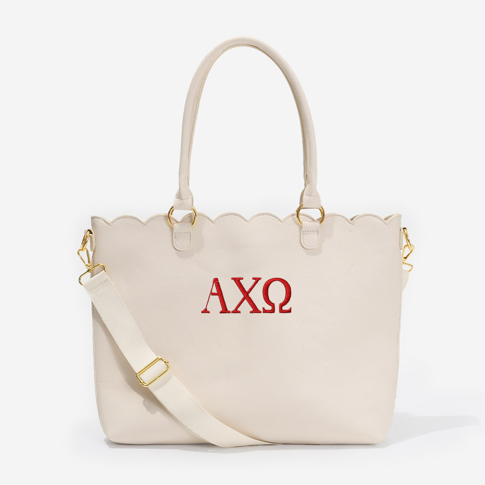 Alpha Chi Omega Laptop Tote Bag | Bone