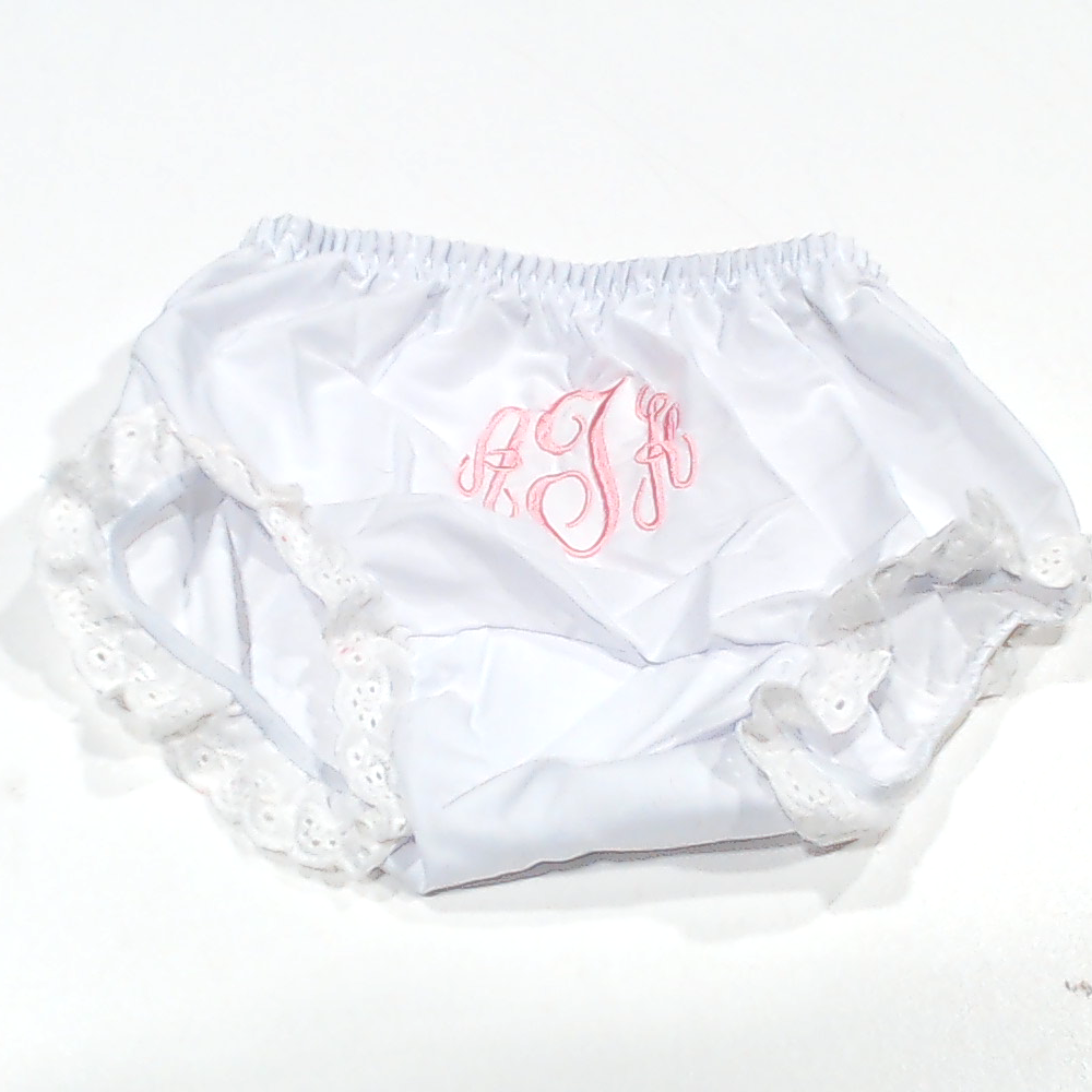 BLOOPER KIDS: Monogrammed White Eyelet Baby Bloomers