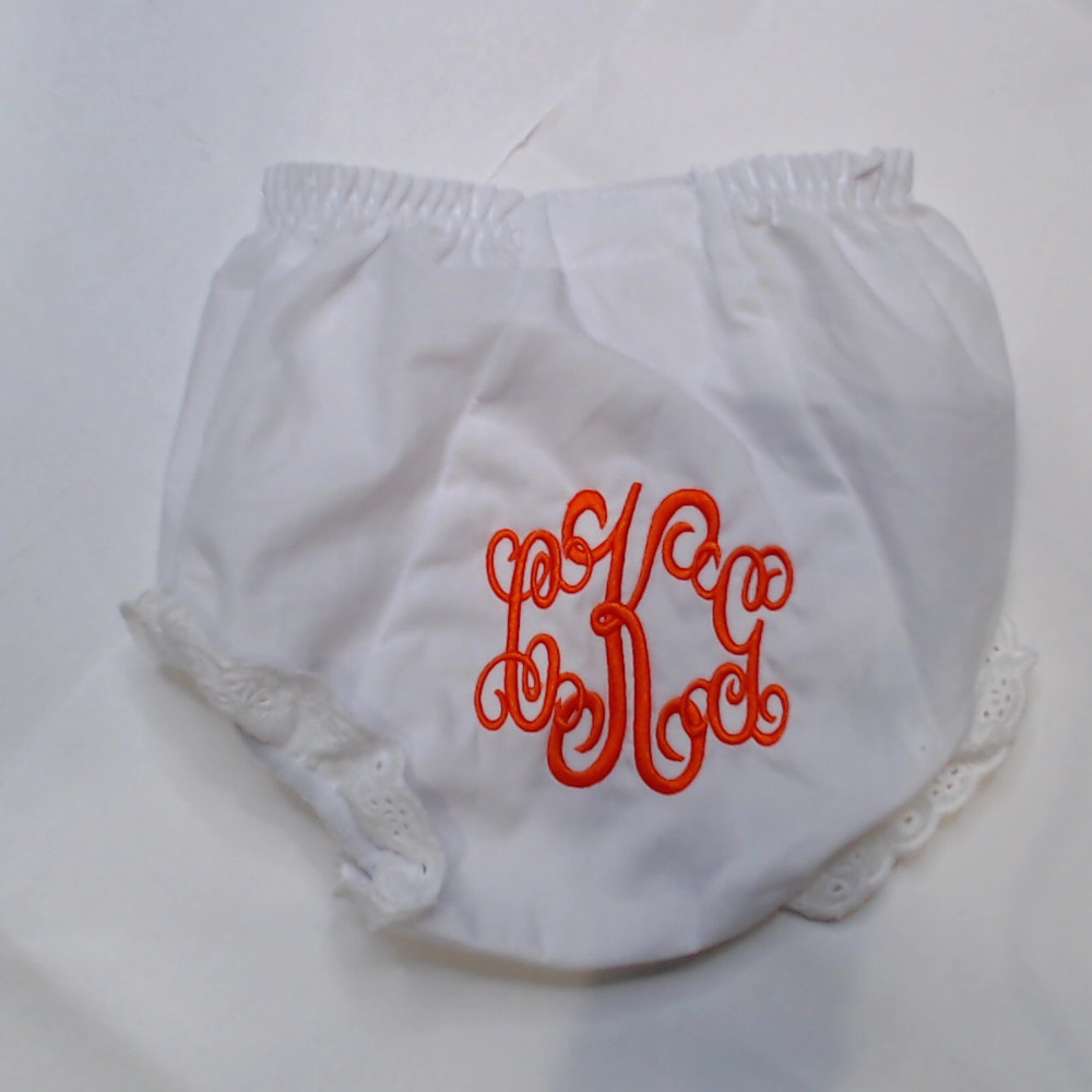 BLOOPER KIDS: Monogrammed White Eyelet Baby Bloomers