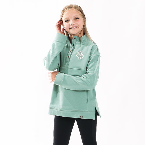 [blakely] youth girl in sage sweatshirt tunic