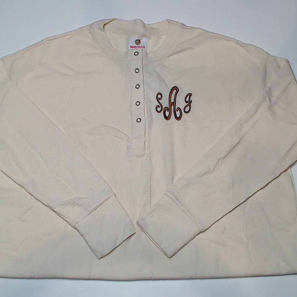 BLOOPER CLOTHING: Monogrammed Waffle Henley Tunic