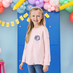 Monogrammed Kids Long Sleeve Shirt | Blush