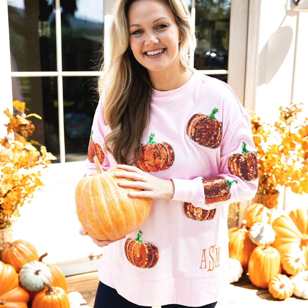 [emily] sequin fall sweatshirt on emily