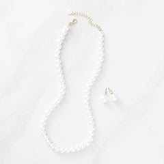 12 mm pearl earrings and pearl necklace