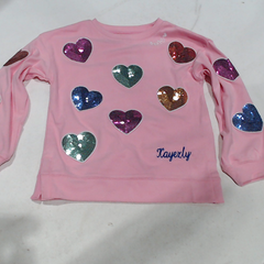BLOOPER KIDS: Monogrammed Kids Sequin Hearts Sweatshirt