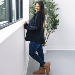 side of quarter zip sweatshirt in luxe leopard 