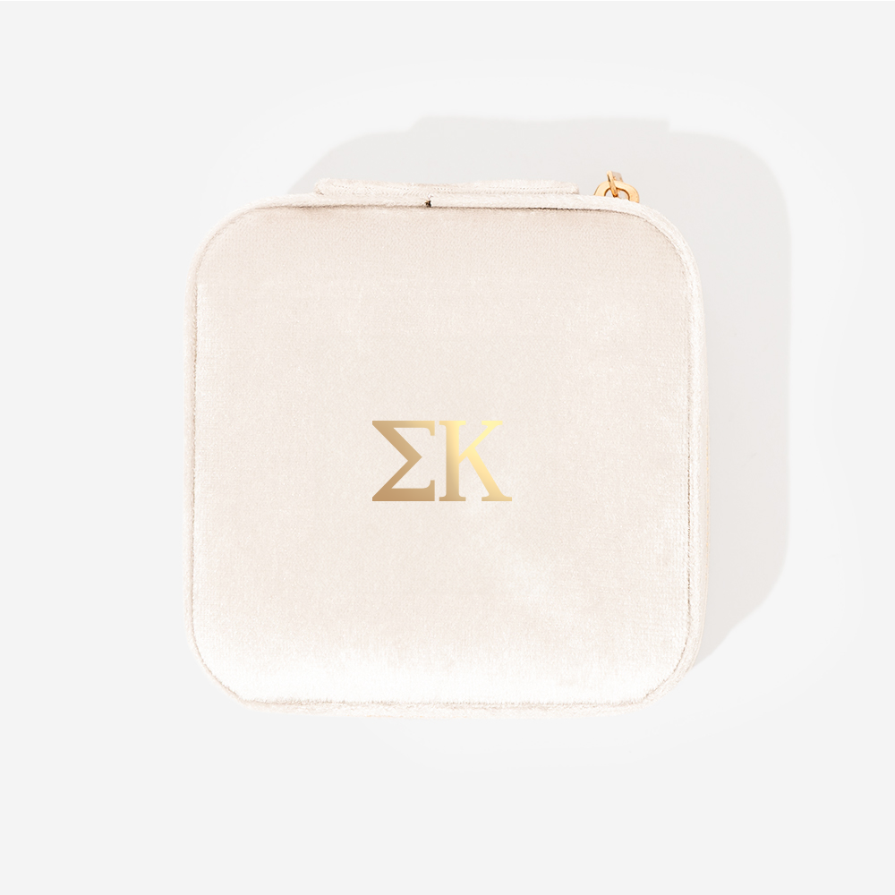 Sigma Kappa Velvet Travel Jewelry Case | Ivory