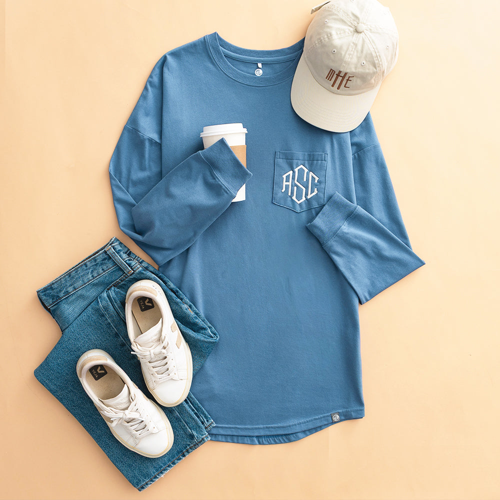 slate long sleeve shirt flatlay