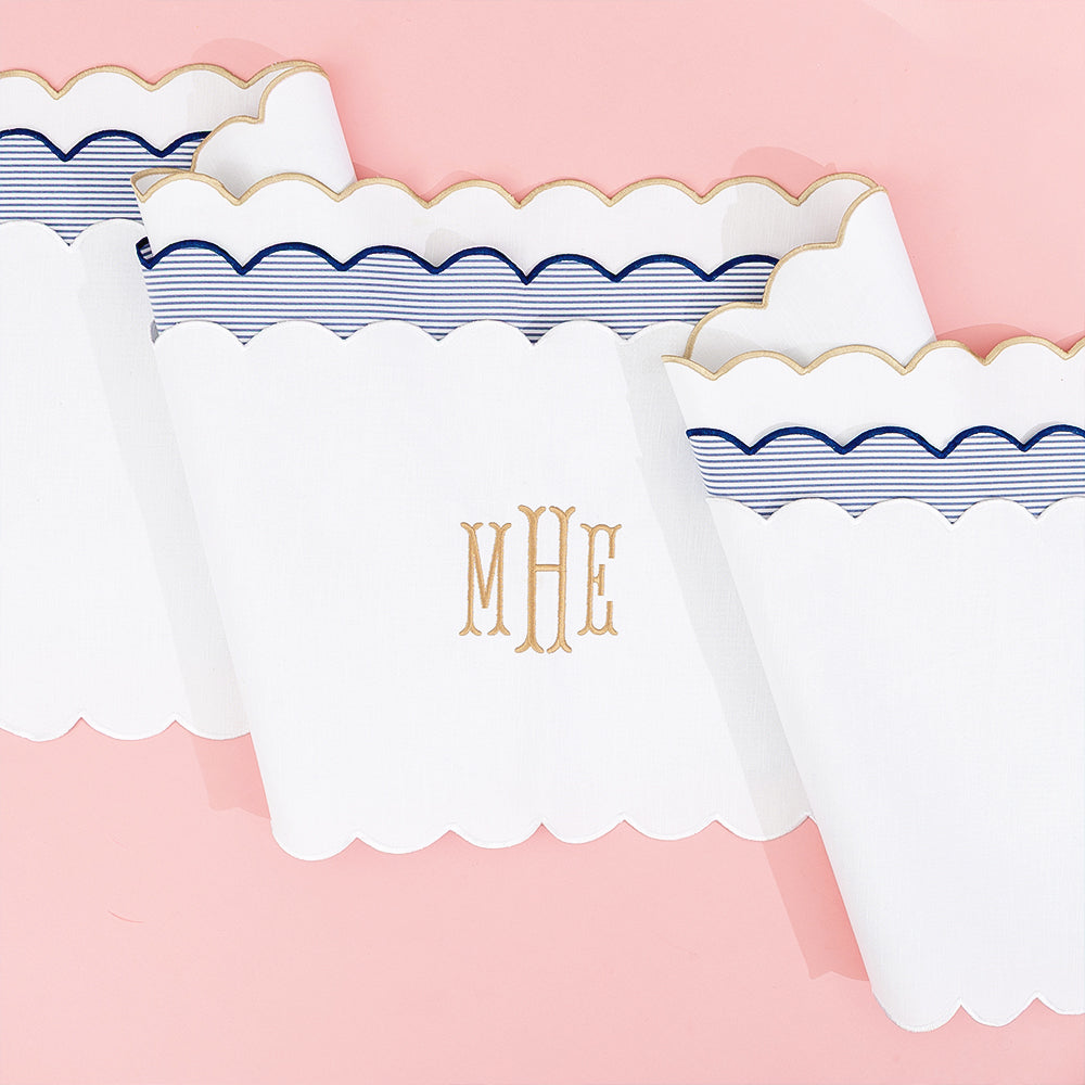 group shot of scalloped table runners