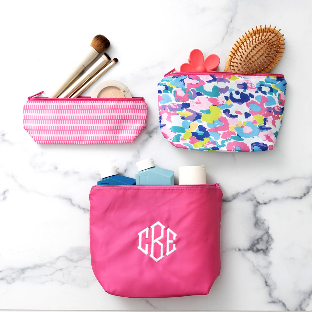 Monogrammed Packable Cosmetic Bags | Watercolor Cheetah