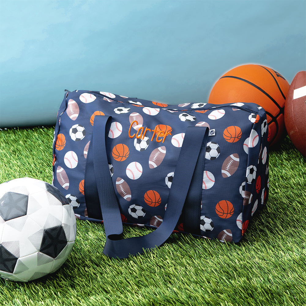 sports balls kids activity bag studio shot