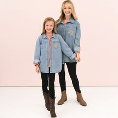 mom and me monogrammed denim shackets