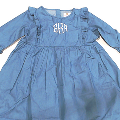 BLOOPER KIDS: Monogrammed Kids Ruffle Denim Dress