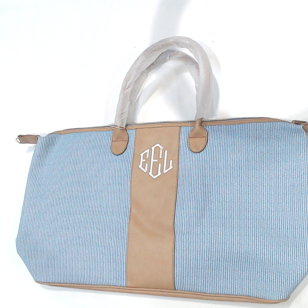 BLOOPER BAG: Monogrammed Seersucker Weekender - Promotional