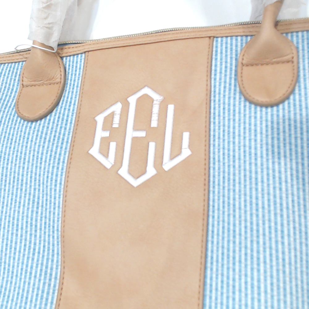 BLOOPER BAG: Monogrammed Seersucker Weekender - Promotional