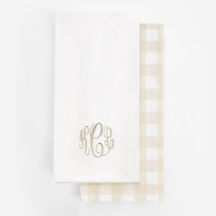 monogrammed hand towel set in khaki