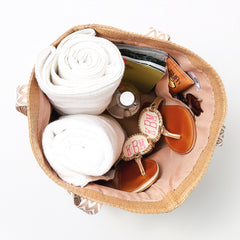 tan hat carrier tote inside shot