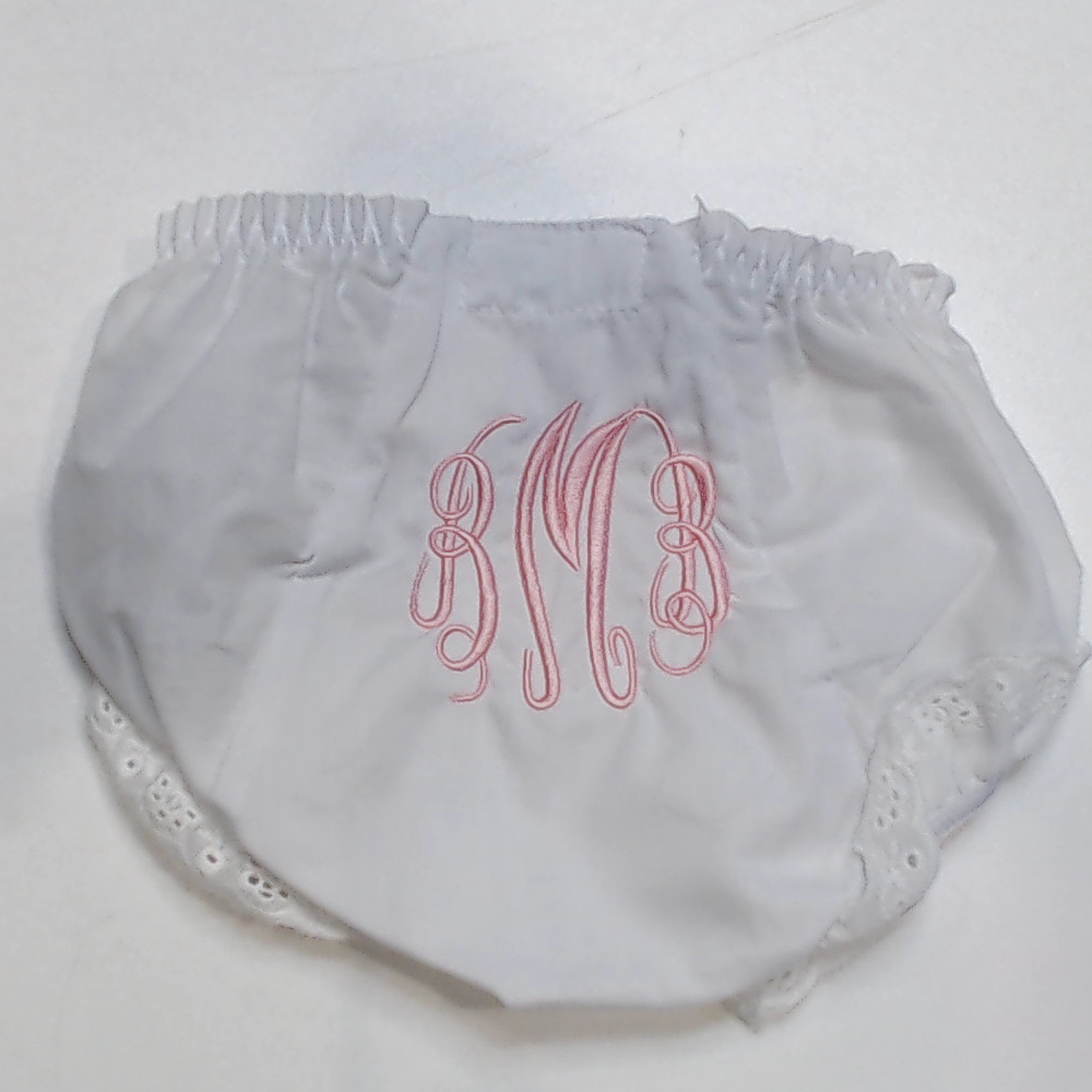 BLOOPER KIDS: Monogrammed White Eyelet Baby Bloomers