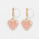 Rhinestone Heart Earrings | Pink