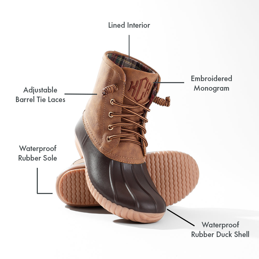 Monogrammed Duck Boots | Brown