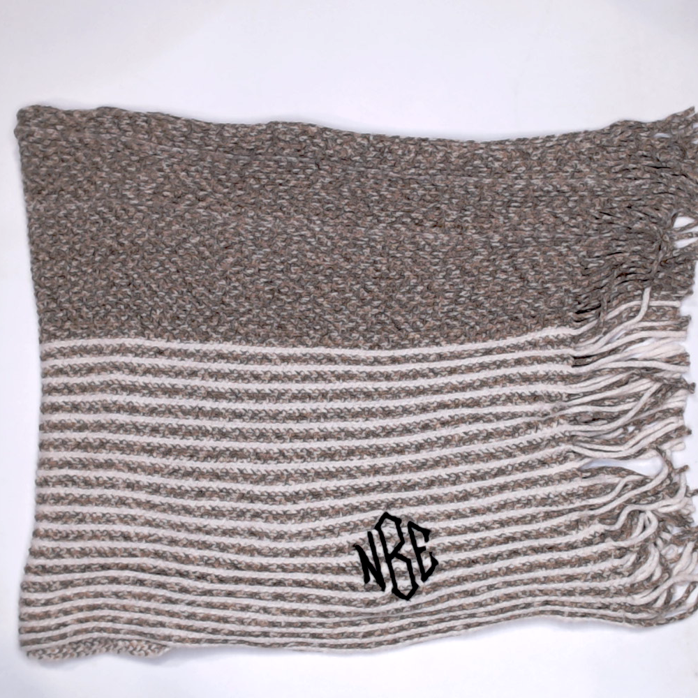 BLOOPER CLOTHING: Monogrammed Striped Chenille Poncho