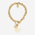 monogrammed heart bracelet in gold