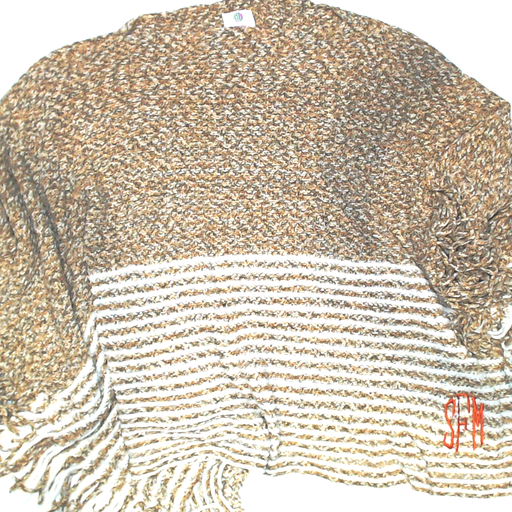 BLOOPER CLOTHING: Monogrammed Striped Chenille Poncho