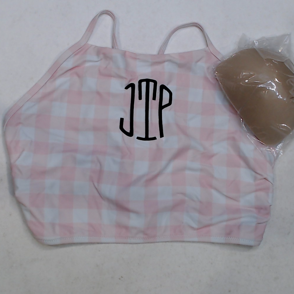 BLOOPER SWIM: Monogrammed High Neck Bikini Top