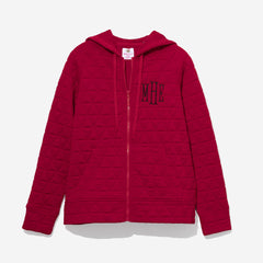 Monogrammed Quilted Hoodie in Red
