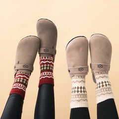 tan and mocha personalized clogs with cabin socks