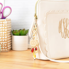 teacher bag charm keychain on bag