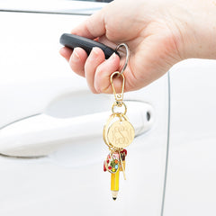 teacher bag charm keychain with car keys