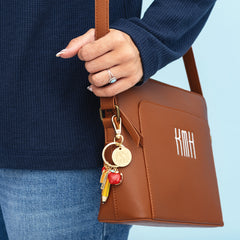 teacher bag charm keychain with crossbody bag