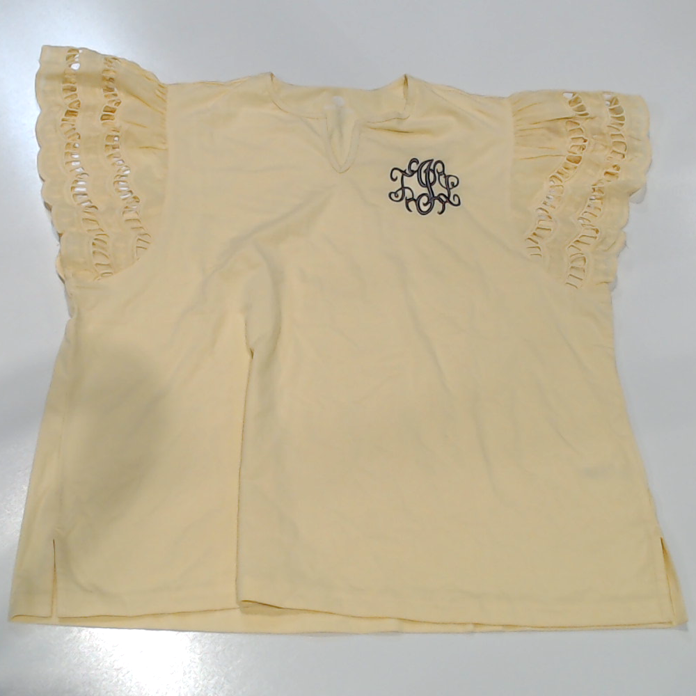 BLOOPER CLOTHING: Monogrammed Flutter Sleeve Top