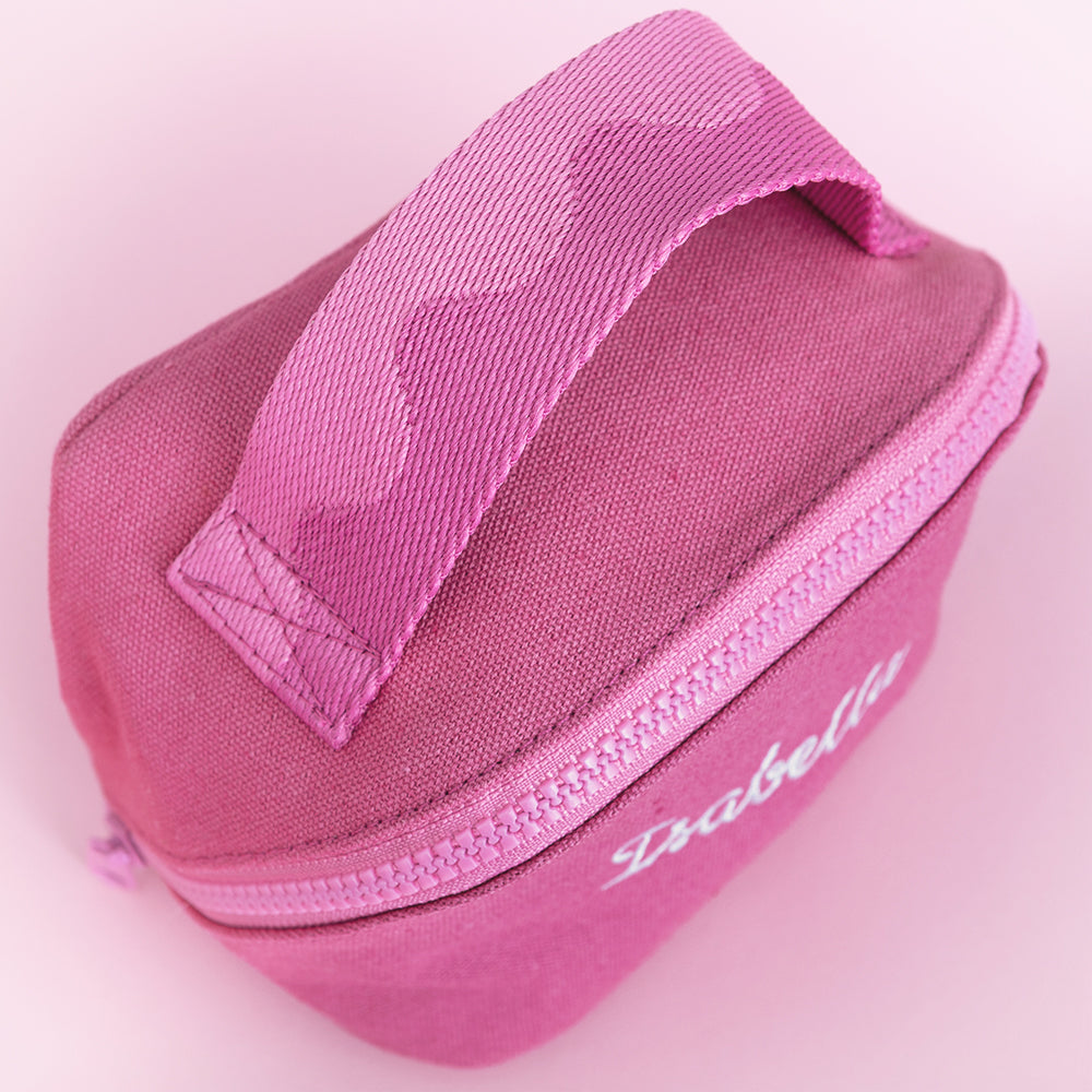 top of makeup bag in pink punch 