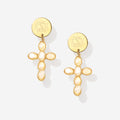 Monogrammed Cross Earrings | White