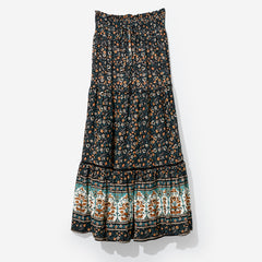 midi skirt in black paisley