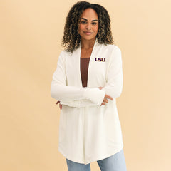 LSU sweatshirt cardigan on Jae