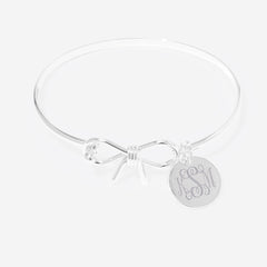 Monogrammed bow bangle in silver