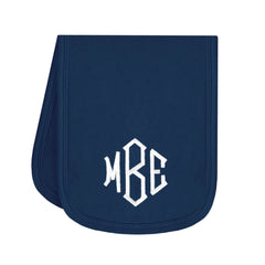 navy monogrammed baby terry burp cloth