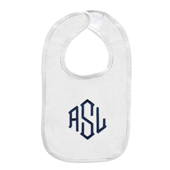 personalized white baby bib