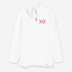Chi Omega Pullover Sweatshirt in White | Sorority Quarter Zip