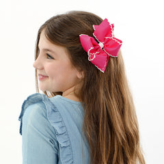 Girls Hair Bow Set | White/Pink/Navy