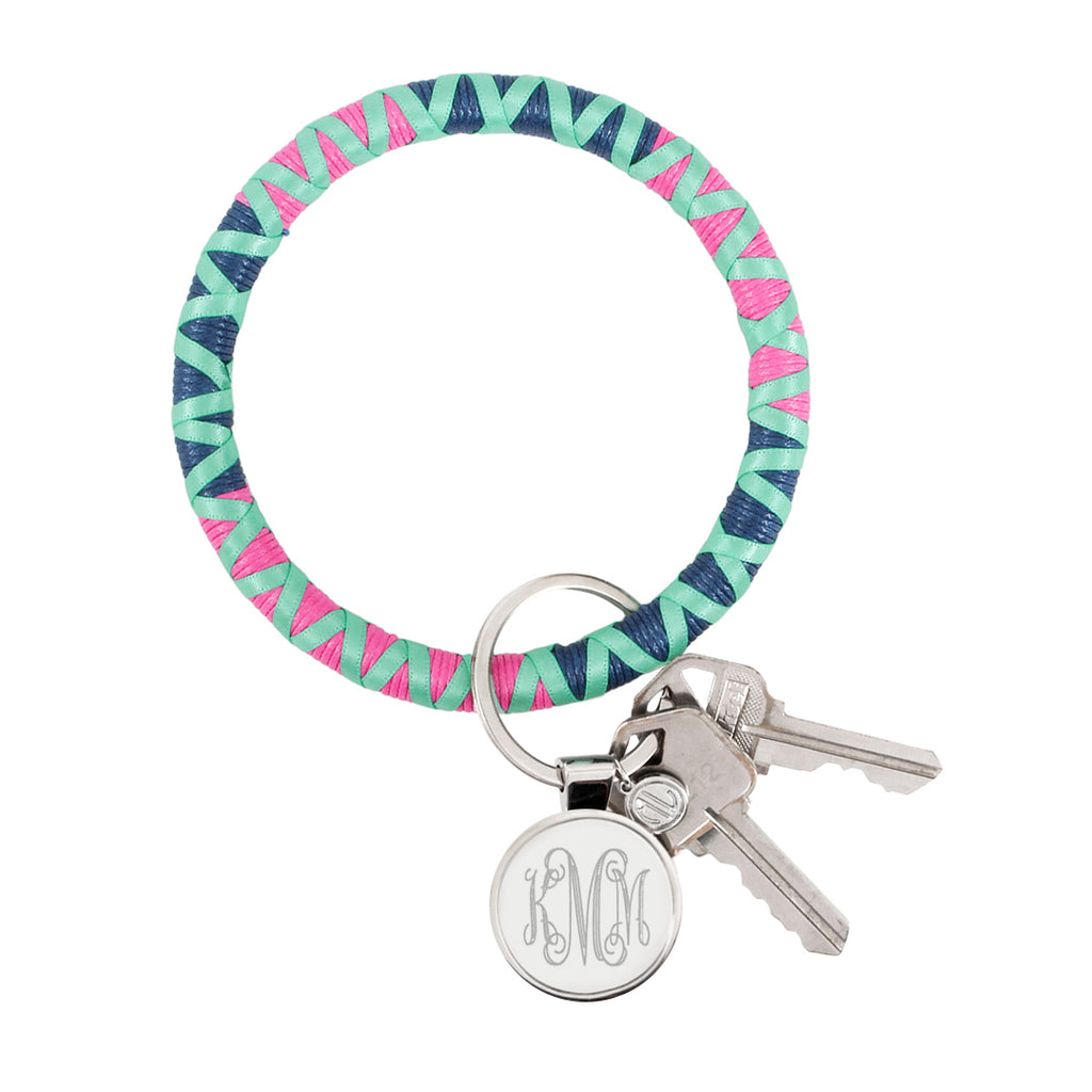monogrammed corded key ring