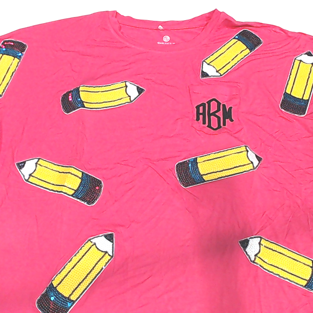 BLOOPER CLOTHING: Monogrammed Sequin Teacher Tee