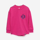 Monogrammed Kids Long Sleeve Shirt | Hot Pink