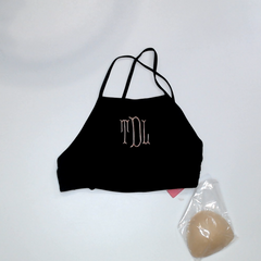 BLOOPER SWIM: Monogrammed High Neck Bikini Top
