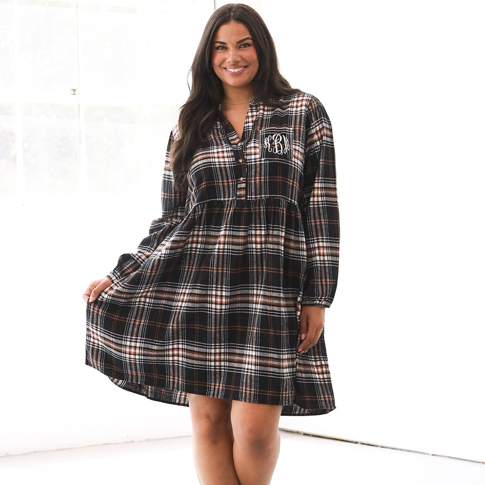 autumn twilight plaid monogrammed dress plus size